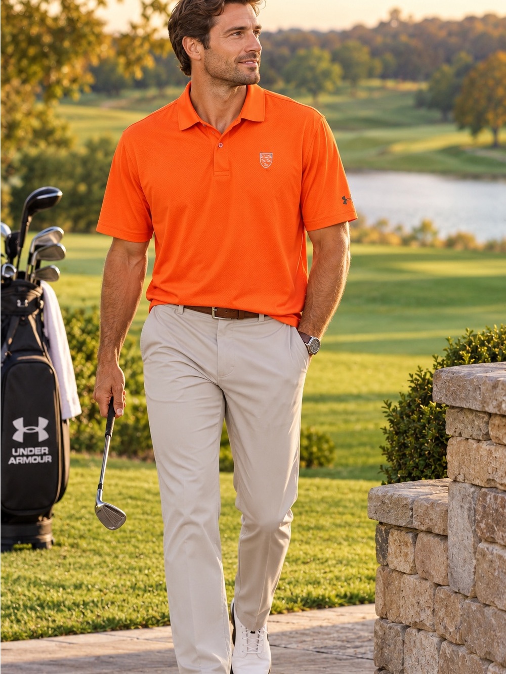 Under Armour Men’s XL Performance Golf Polo Orange HeatGear UPF 50+ NWT